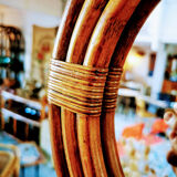 Round rattan mirror