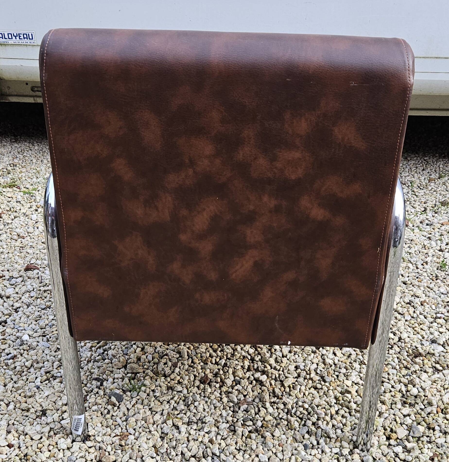 Vintage armchair in brown Skai