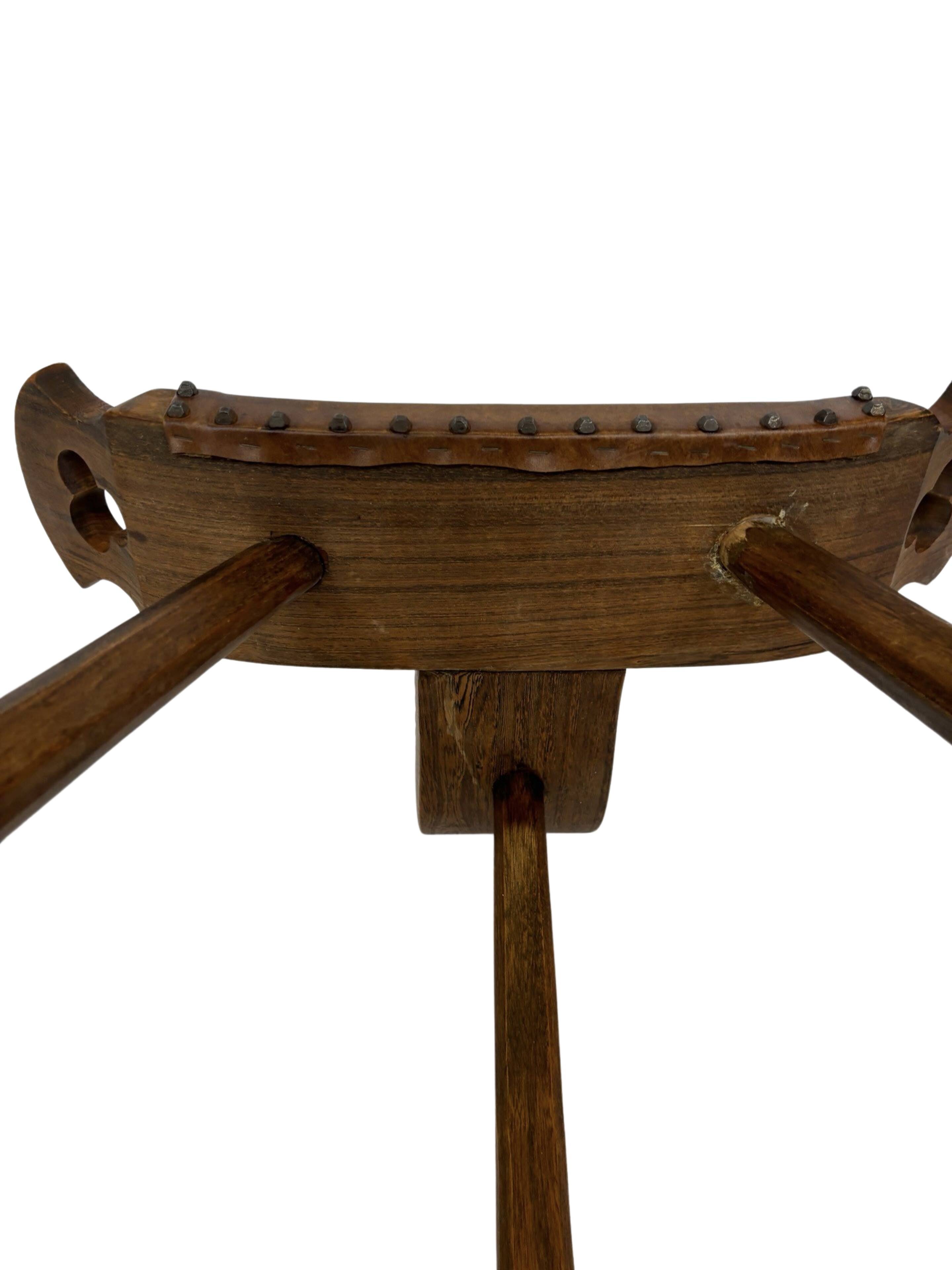 Vintage Spanish chair stool brutalist design wood
