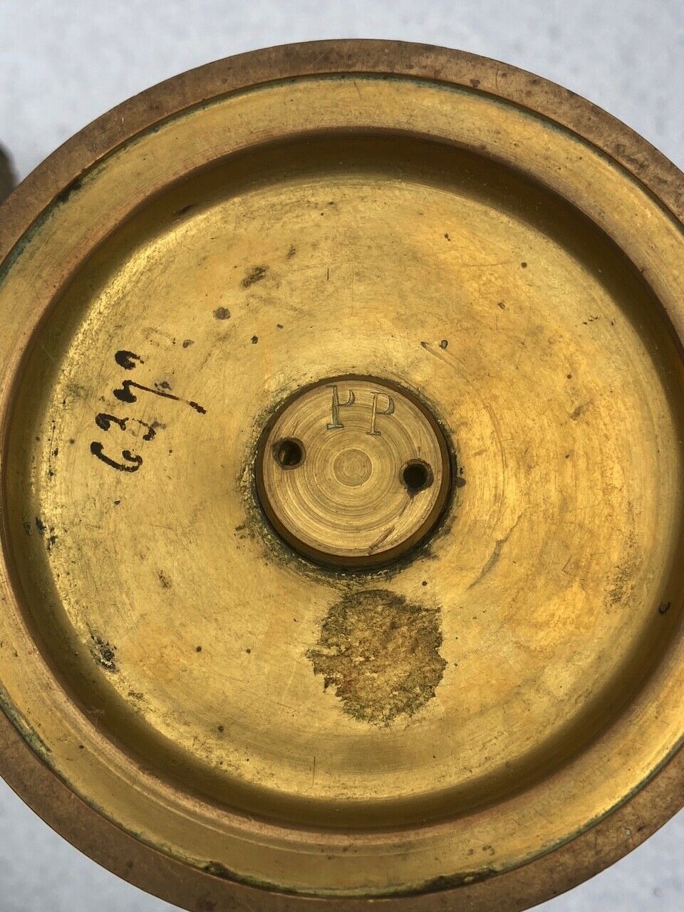 Pair of candlesticks old decor medallion a l antique signed F.Barbedienne