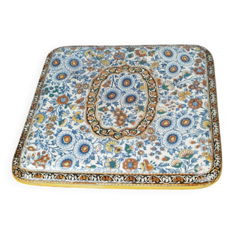 Ancien dessous de plat en faïence de Gien france modèle indienne des années 1940
