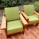 Pair of vintage brutalist armchairs in solid pine from the 80s DLG Regain