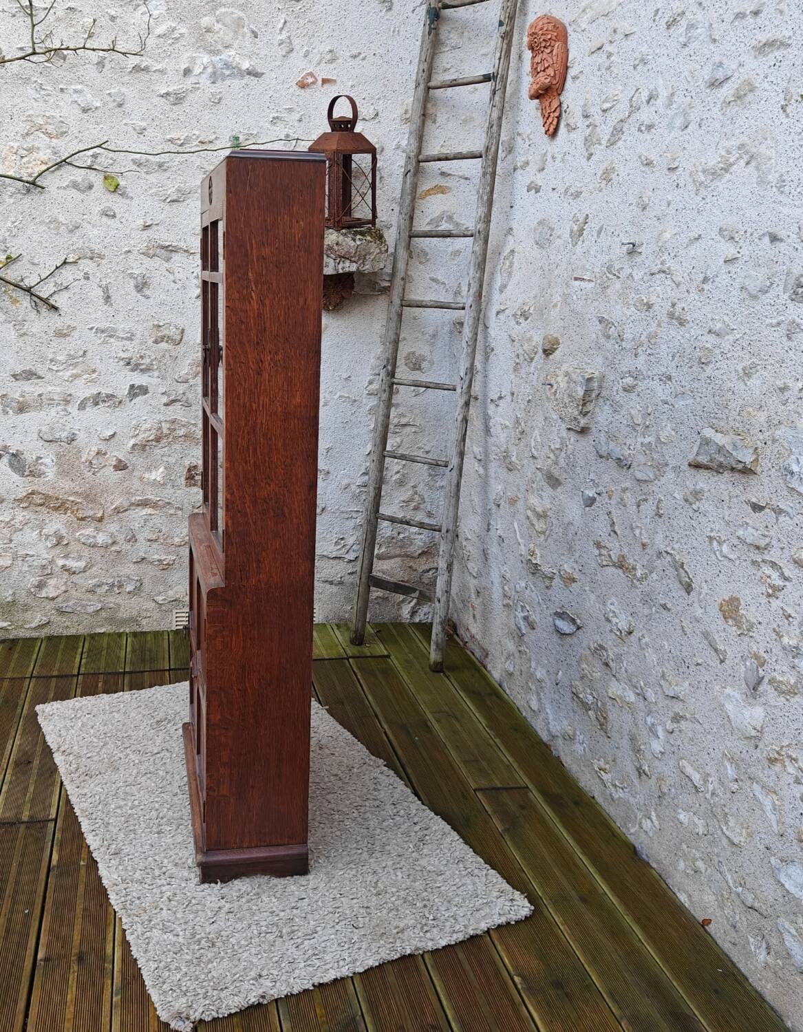 Oak display cabinet bookcase