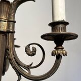 Empire-style bronze chandelier with 3 arms of light topped with eagle heads. French work. Circa 1900.