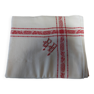 Damask cotton tablecloth monogram BD 129 x 155 cm