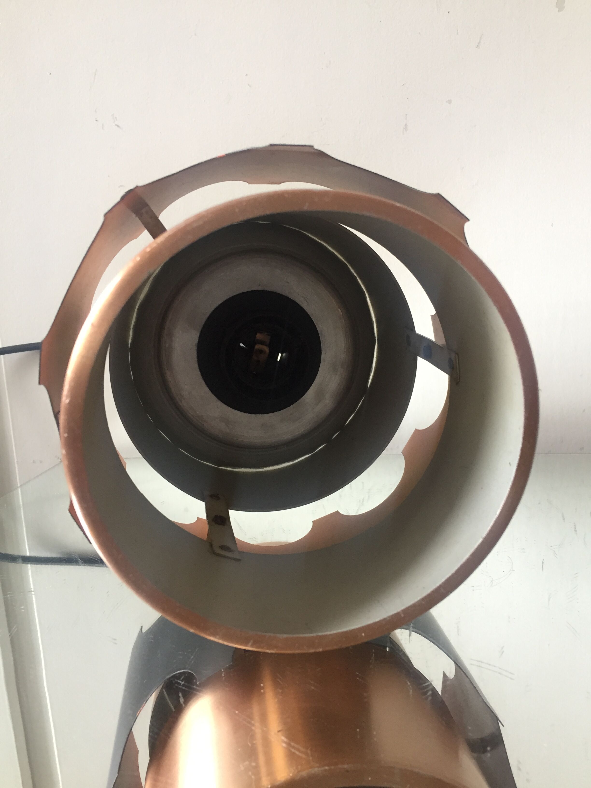 Danish ceiling pendant 1960's in black & copper metal Jo Hammerborg