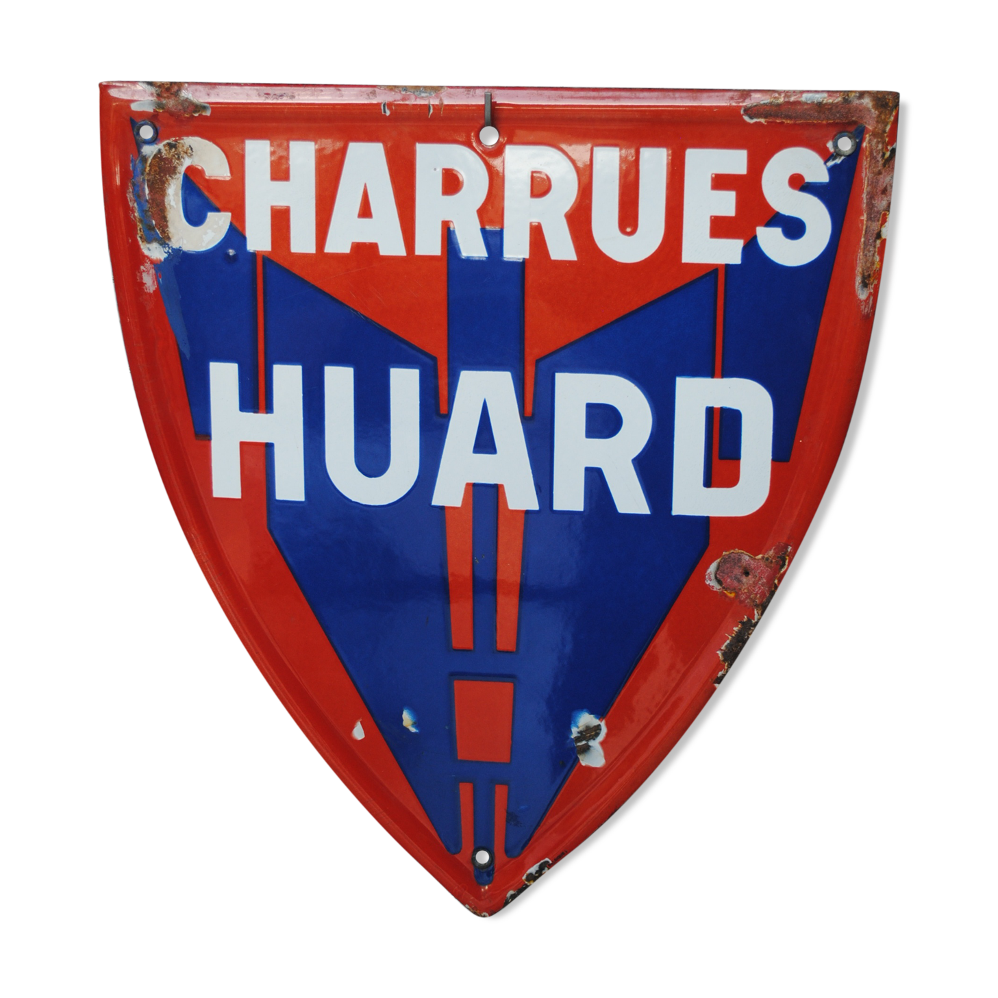 Enamelled plate Charrues Huard