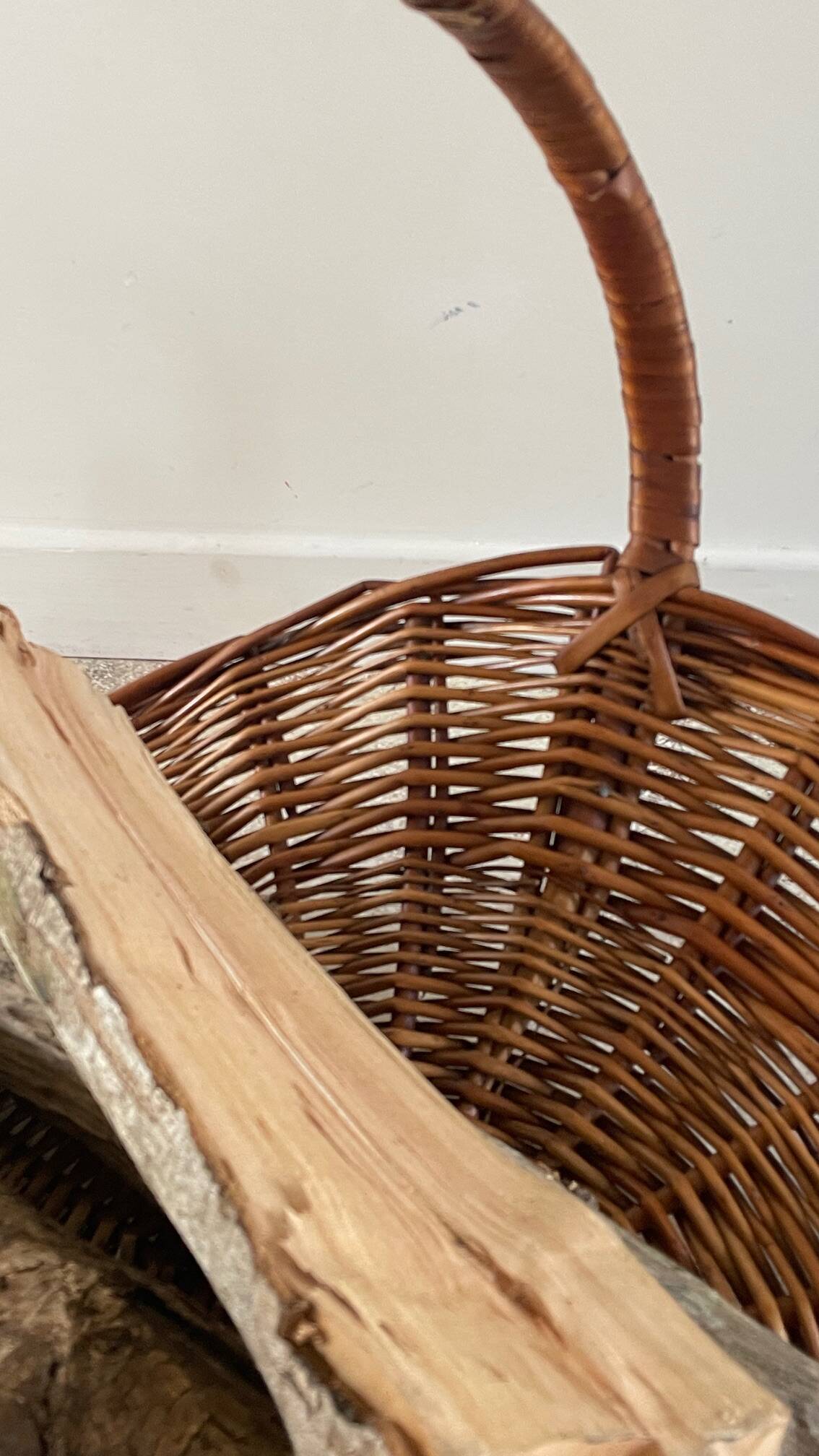 Vintage Rattan Log Basket
