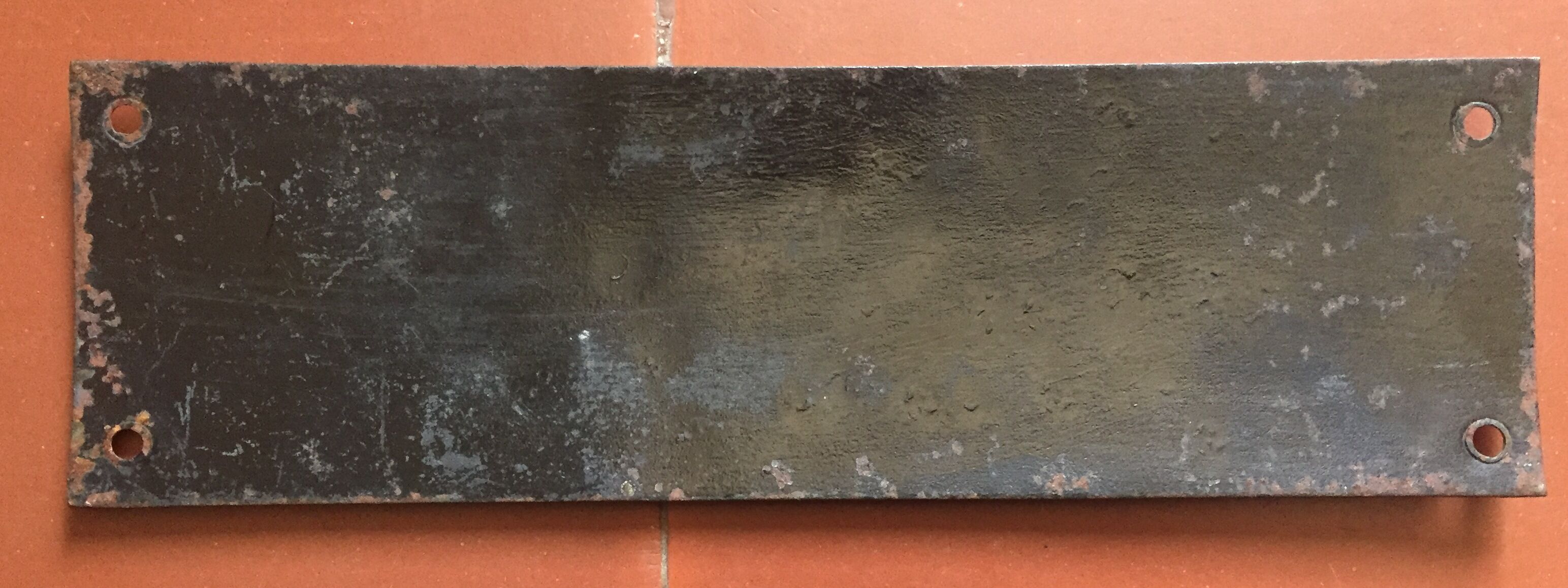 Old enamelled plate "Bureau" 6x20cm