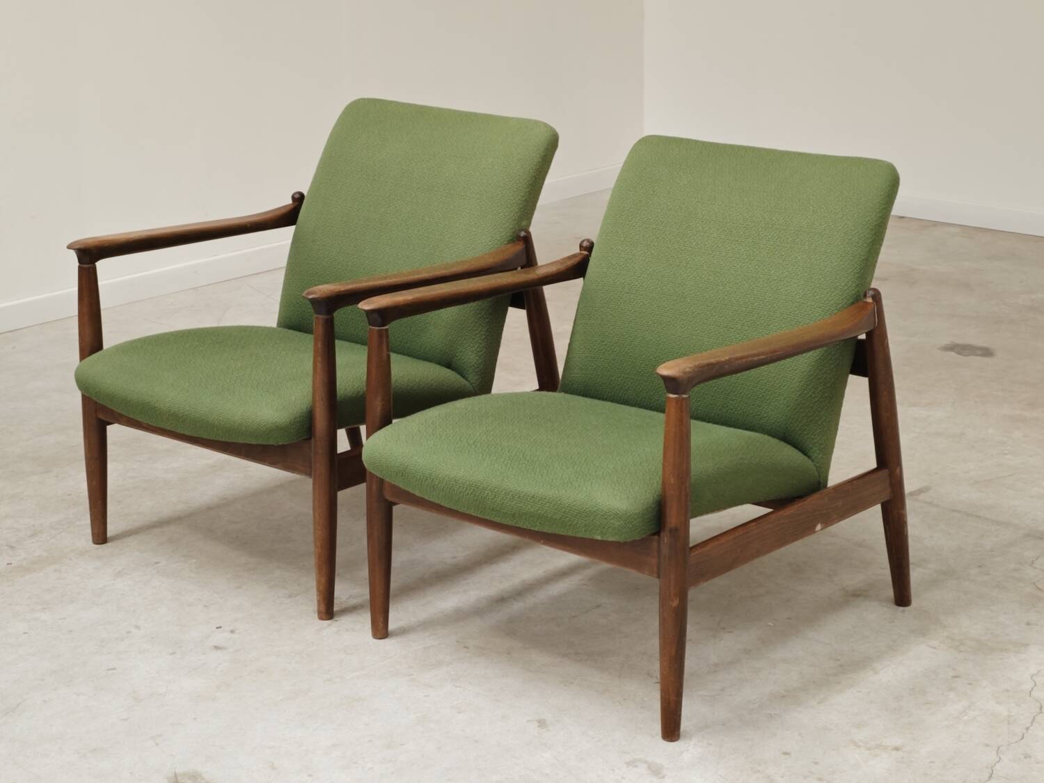 Pair of green GMF 64 armchairs by
Edmund Homa, Poland, 1960s