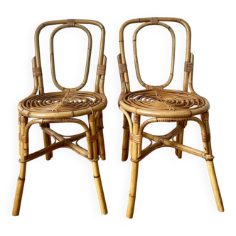 Pair of vintage Italian rattan chairs