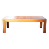 1970s "Fox Hunt" Design Rectangular Cherry Wood Inlaid Coffee Table