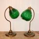 A pair of modern 1980s table lamps, brass and glass, E27, height 48 cm