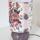 Recycled vintage lamp — handmade plum ceramic and antique floral lampshade
