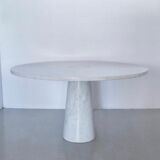 Vintage dining table in white Carrara marble, Italy 1970'