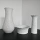 Set of 3 biscuit porcelain vases mid-century Manfred Frey Kaiser