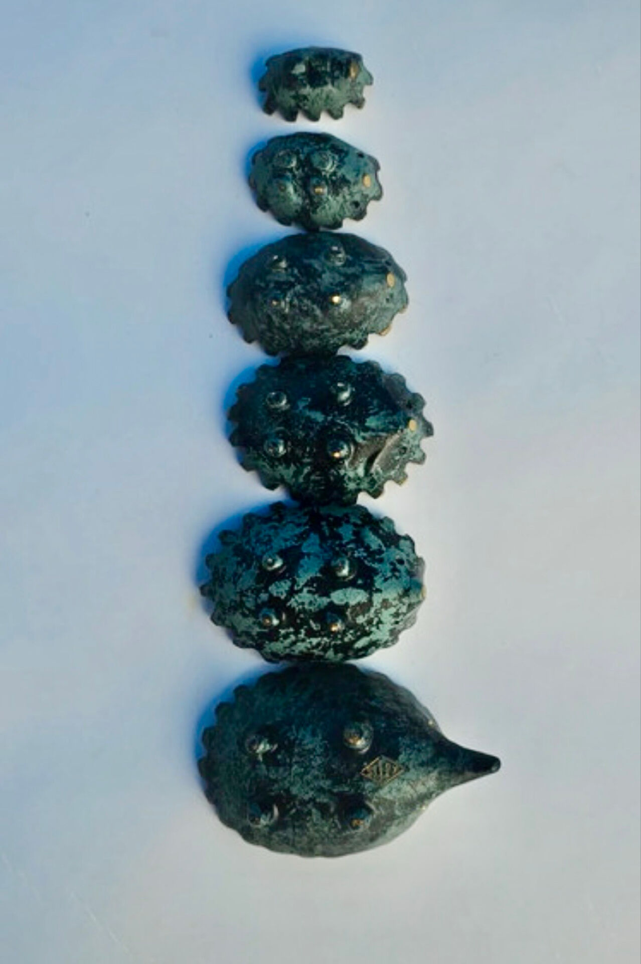 Walter Bosse for Silex — Set of 6 stackable bronze hedgehogs