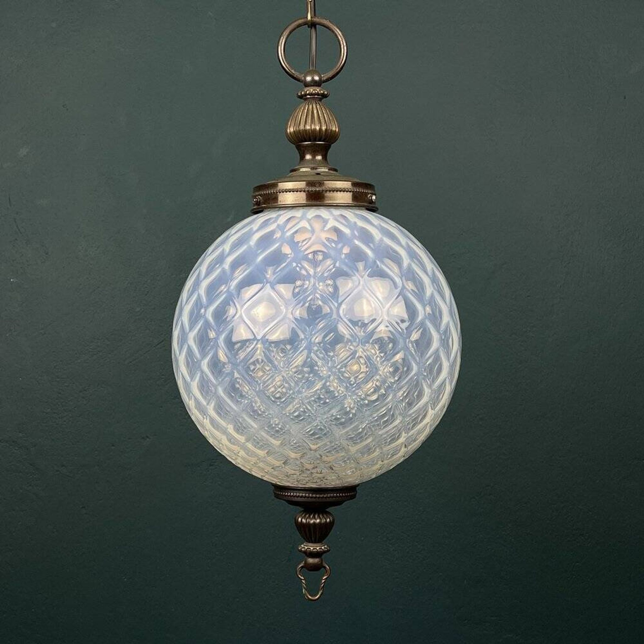 Vintage Blue Murano Sphere Pendant Lamp, Italy, 1970s