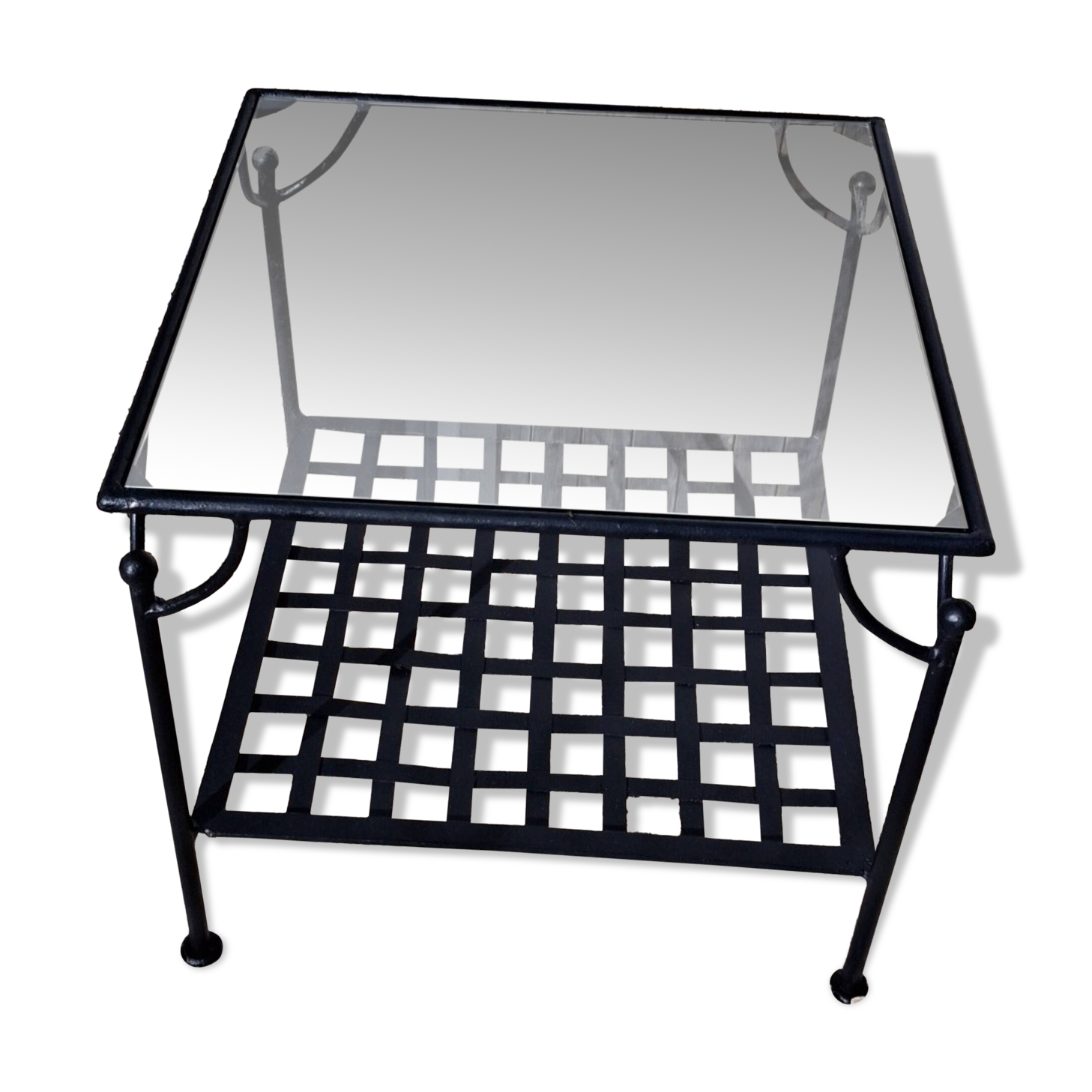Wrought Iron Coffee Table with Glass Top
