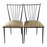 Pair of Colette Gueden chairs, black metal and fabric.