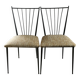 Pair of Colette Gueden chairs, black metal and fabric.