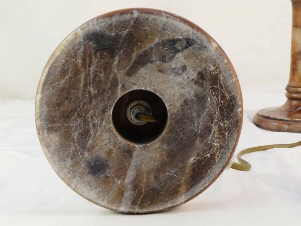 Paire de lampe vintage en pierre naturelle et albatre style PEGASAM