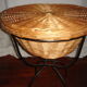Rattan basket, wicker on foot tripod metal