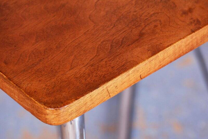 Bauhaus Table in Caucasian Walnut & Chrome attributed to Robert Slezák, Czech, 1930s