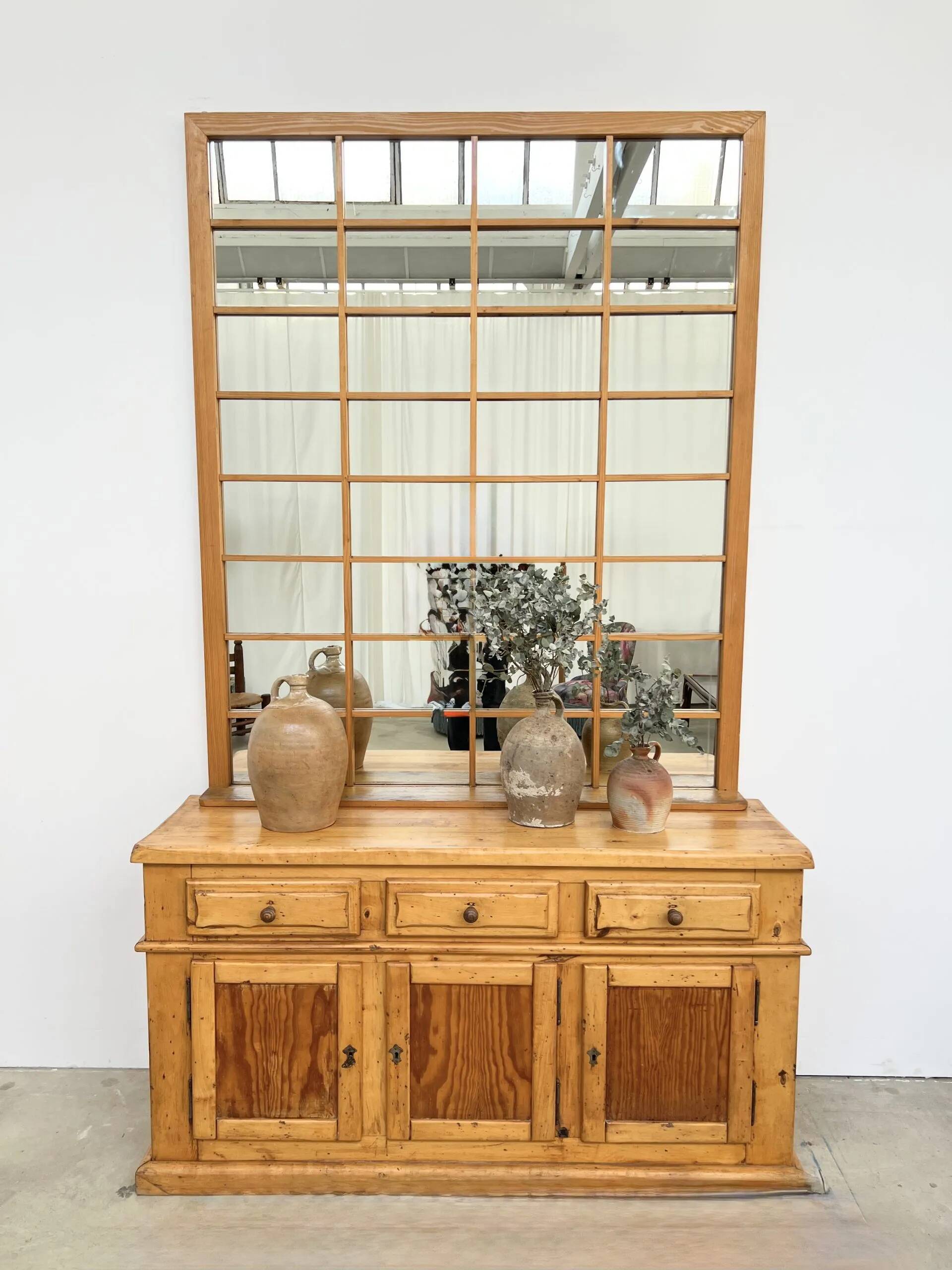 Buffet & Mirror XXL "Workshop Spirit" Set – Patinated Pine