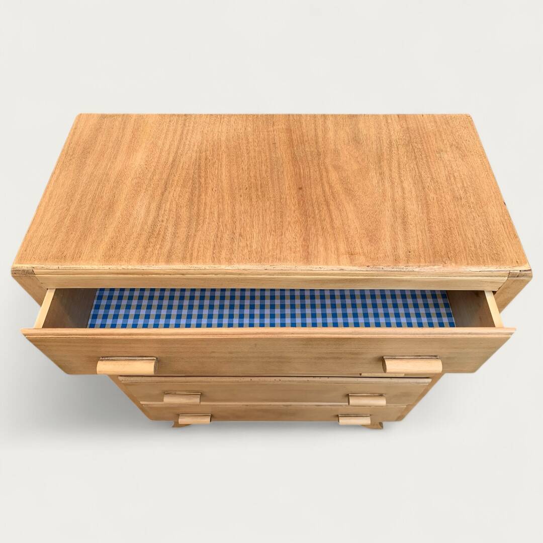 Raw wood art deco chest of drawers