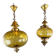 Pair of vintage amber blown glass lantern pendant lights, 20th century