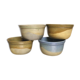 Set of 4 ramekins in semi-glazed sandstone, signed