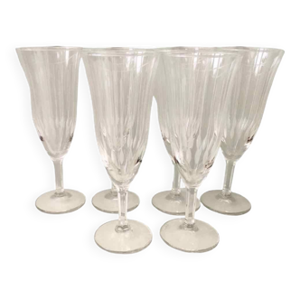 6 chiseled glass champagne flutes