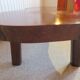 Tripod coffee table - solid okoumé wood - organic shape - brutalist style