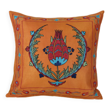 Housse de coussin brodée vintage 51x51 cm