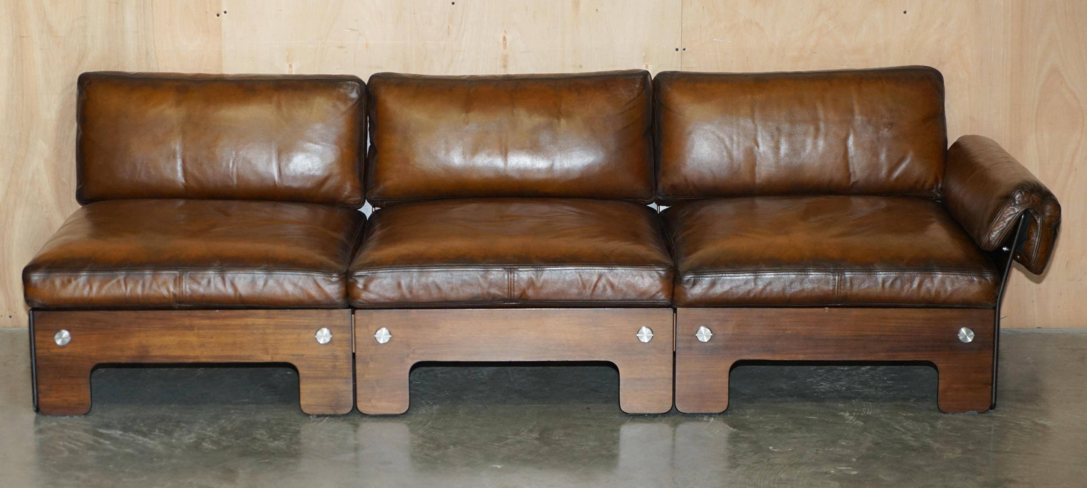 Sigurd Ressell for Vatne Mobler Leather Sofa Hardwood Art Deco
