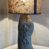Brutalist vintage stone lamp from the 1970s, raw art.