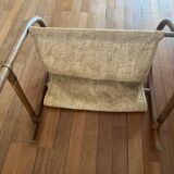 Vintage bamboo and fabric magazine rack