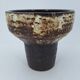 Modernist brutalist standing vase chamotte stoneware shaded brown, ocher, ivory Scandinavian design 1970