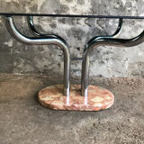 Smoked glass and marble table