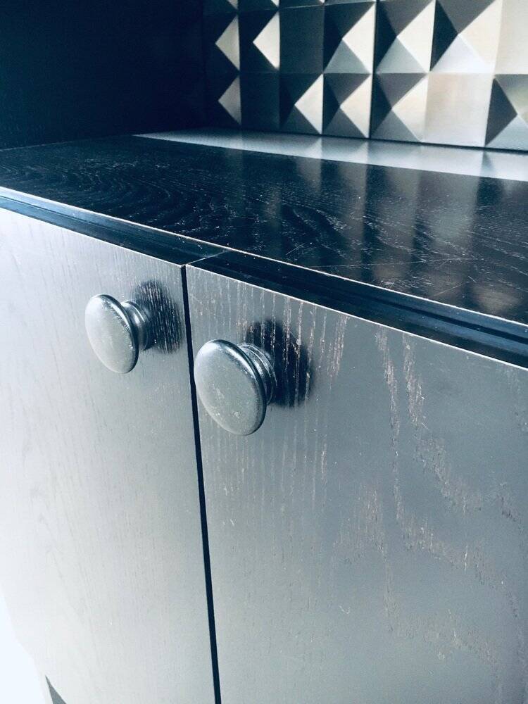 Brutalist Black Ebonised Dry Bar Cabinet, Belgium, 1970s