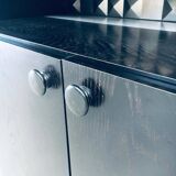 Brutalist Black Ebonised Dry Bar Cabinet, Belgium, 1970s