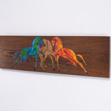 Enamel Horses on Panel 1960s Swiss