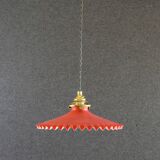 Pendant light in old glass painted red and white. New socket and cable.