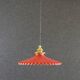 Pendant light in old glass painted red and white. New socket and cable.