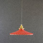 Suspension en verre ancien peint rouge  et blanc. douille et cable neuf