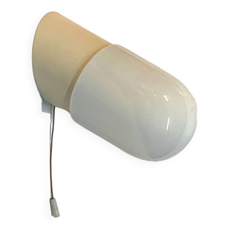 Old oblique wall light in white opaline and plastic fixing base LAMP-7209