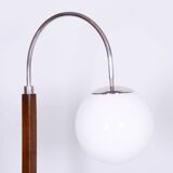 Restored ArtDeco Floor Lamp, J. Halabala, UP Zavody, Walnut, Czechia, 1930s