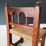 Oak & Rope Travail Populaire Side Chair, Belgium, 1950s