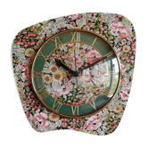 Vintage clock silent wall pendulum "Flowers Cherries"